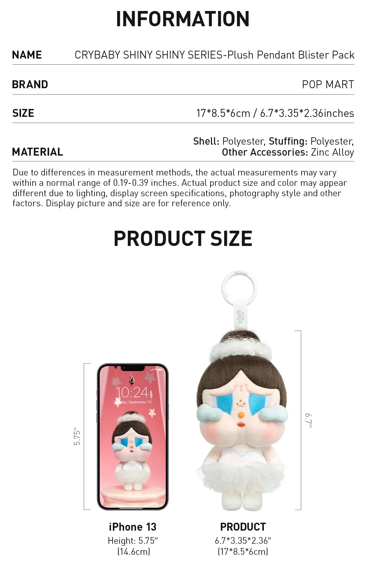 CRYBABY SHINY SHINY SERIES-Plush Pendant Blister Pack
